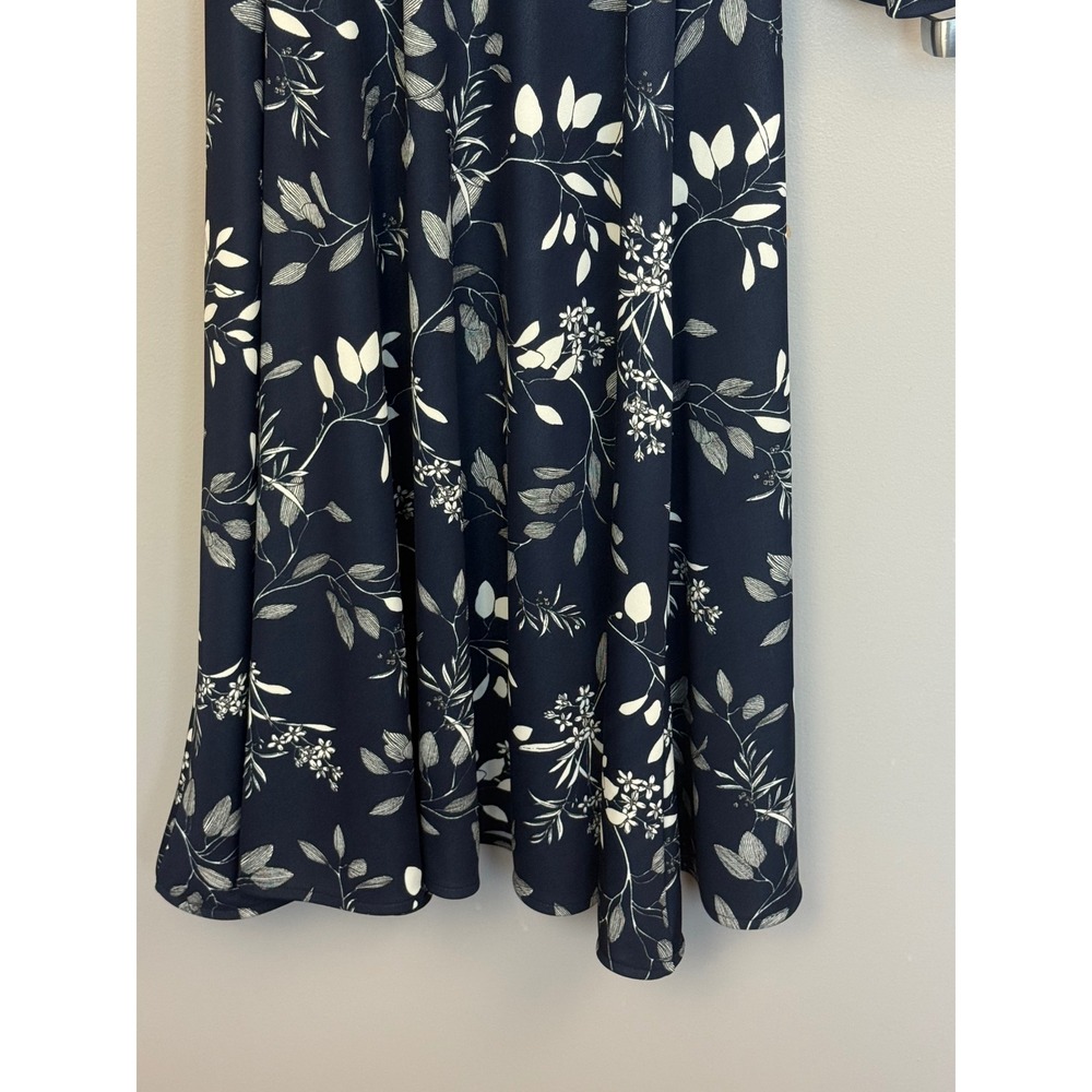 Banana Republic Wrap Dress Womens Small Tall Navy Blue Floral Long Sleeve Midi - Picture 7 of 11